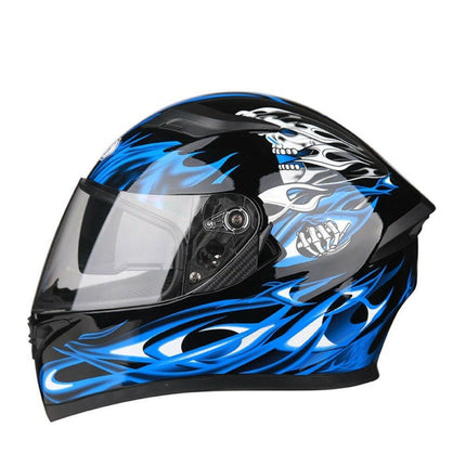 LVS Super Deals 7 / M Motorcycle Full Face Red Blue 3D Skull Helmets