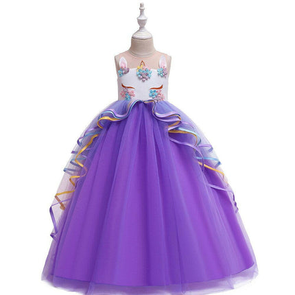LZH Kids Shop Girl Elegant Blue Flower Wedding Dress Kid Wedding Dresses Girls Elegant Flower Princess Long Gown Baby Girl