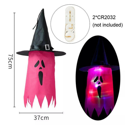 Mad Fly Essentials 0 1 mode A LED Halloween Decoration Flashing Light Gypsophila Ghost Festival Dress Up Glowing Wizard Ghost Hat Lamp Decor Hanging Lantern