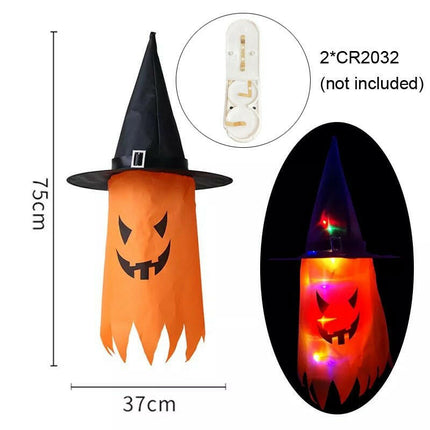 Mad Fly Essentials 0 1 mode C LED Halloween Decoration Flashing Light Gypsophila Ghost Festival Dress Up Glowing Wizard Ghost Hat Lamp Decor Hanging Lantern