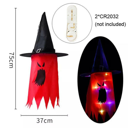 Mad Fly Essentials 0 1 mode D LED Halloween Decoration Flashing Light Gypsophila Ghost Festival Dress Up Glowing Wizard Ghost Hat Lamp Decor Hanging Lantern