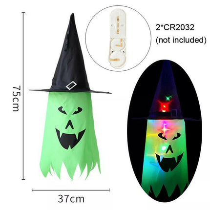 Mad Fly Essentials 0 1 mode E LED Halloween Decoration Flashing Light Gypsophila Ghost Festival Dress Up Glowing Wizard Ghost Hat Lamp Decor Hanging Lantern