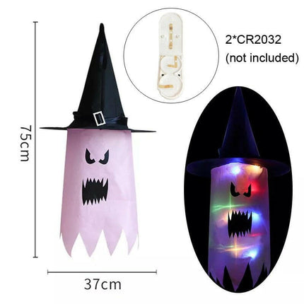 Mad Fly Essentials 0 1 mode F LED Halloween Decoration Flashing Light Gypsophila Ghost Festival Dress Up Glowing Wizard Ghost Hat Lamp Decor Hanging Lantern