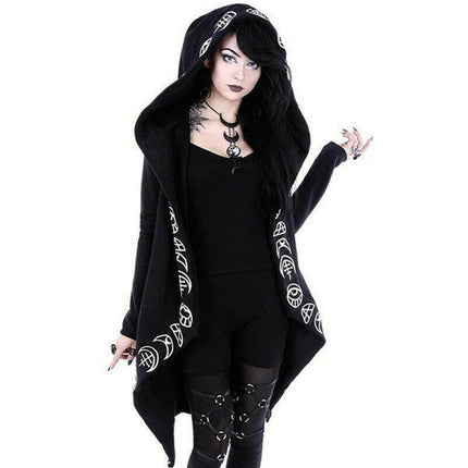 Mad Fly Essentials 0 1 / S Gothic Casual Cool Black Witch Coat Jacket Women Sweatshirts Loose Zip Up Cotton Hooded Plain Print Female Punk Hoodie Wholesale