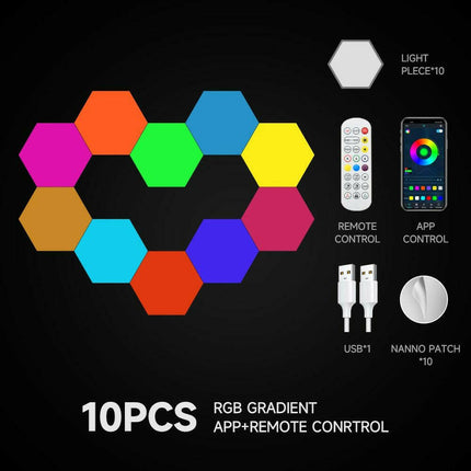 Mad Fly Essentials 0 10 lamp / China Smart APP Control Hexagon Night Lights LED Panels Creative Lamp Dream Colors Music Sync Atmosphere Lamp for Bedroom Gaming