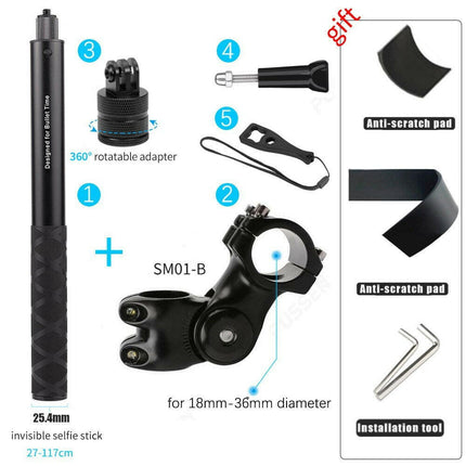 Mad Fly Essentials 0 1m 360 De adpter kit Motorcycle Bicycle Handlebar Mount Bracket Invisible Monopod for GoPro Max Hero10 Insta360 One X3 X2 DJI Moto Camera Accessories