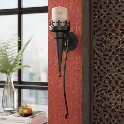 Medieval Iron Black Pillar Candle Holder - Lighting & Bulbs Mad Fly Essentials