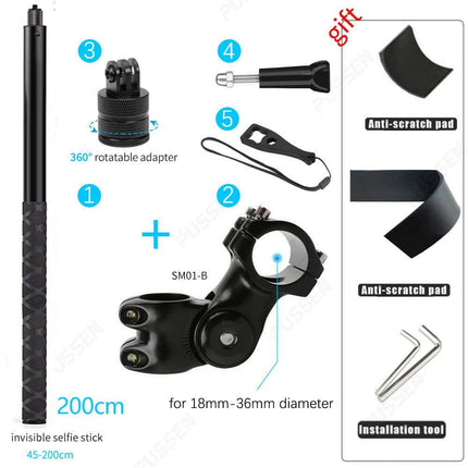 Mad Fly Essentials 0 2m 360 De adpter kit Motorcycle Bicycle Handlebar Mount Bracket Invisible Monopod for GoPro Max Hero10 Insta360 One X3 X2 DJI Moto Camera Accessories