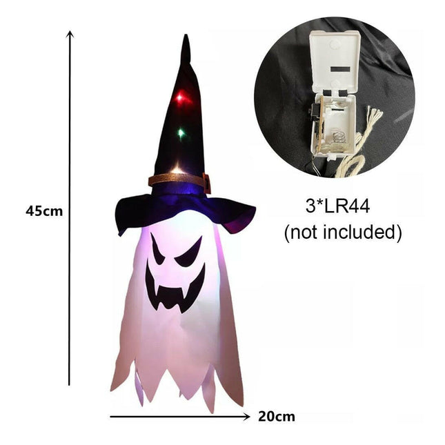 Mad Fly Essentials 0 3 modes B LED Halloween Decoration Flashing Light Gypsophila Ghost Festival Dress Up Glowing Wizard Ghost Hat Lamp Decor Hanging Lantern