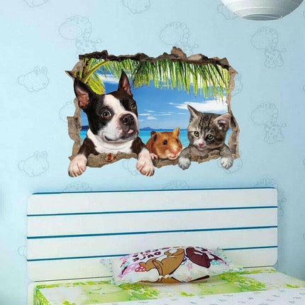 3D Dog Animal Scenery Wall Stickers - Home & Garden Mad Fly Essentials