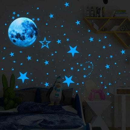 Mad Fly Essentials 0 435pcs/set Luminous Moon Stars Dots Wall Sticker Kids Room Bedroom Living Room Home Decoration Decals Glow In The Dark Stickers
