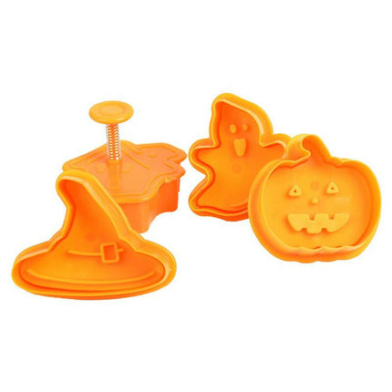 Mad Fly Essentials 0 4pcs Halloween Party Decoration Pumpkin Ghost Theme Plastic Cookie Cutter Plunger Fondant Chocolate Mold Cake Decorating Tools