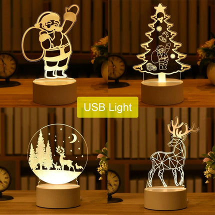 Mad Fly Essentials 0 Acrylic USB Night Light Christmas Decorations for Home Tree Elk Christmas 3D Xmas Gift Navidad 2021 New Year Home Decore Garland