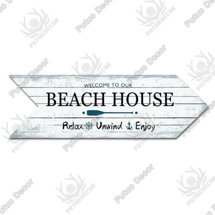 Beach Arrow Wooden Wall Sign Decor - Mad Fly Essentials