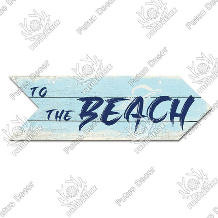 Beach Arrow Wooden Wall Sign Decor - Mad Fly Essentials