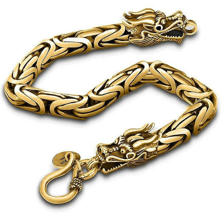 Mad Fly Essentials 0 B029-Gold / 19cm Fashion Hip Hop Silver Dragon Head Dragon Lin Bracelet Retro Exaggerated Men&#39;s Dragon Bracelet Jewelry Men&#39;s Accessories Gifts