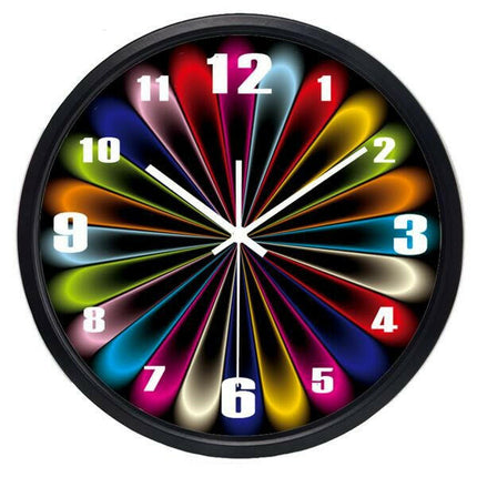 Mad Fly Essentials 0 B467B / 10 inch Creative Abstract Fake Neon Light Design Wall Clock Glass Metal Coloful Clock for Living Room Office