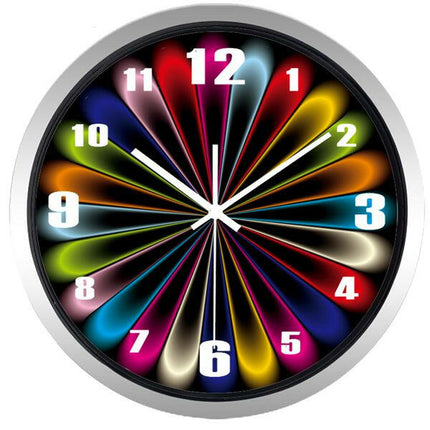Mad Fly Essentials 0 B467S / 10 inch Creative Abstract Fake Neon Light Design Wall Clock Glass Metal Coloful Clock for Living Room Office