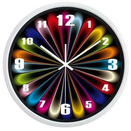 Mad Fly Essentials 0 B467W / 10 inch Creative Abstract Fake Neon Light Design Wall Clock Glass Metal Coloful Clock for Living Room Office