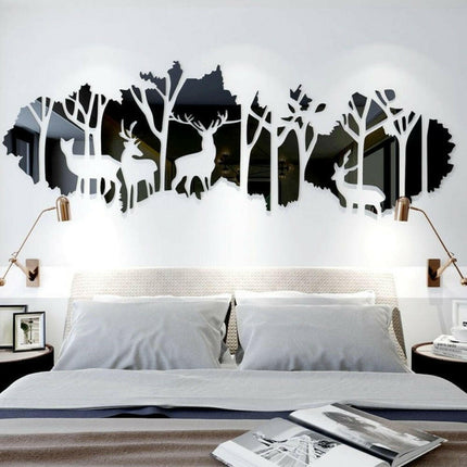 Mad Fly Essentials 0 Big size Forest Deer Acrylic Mirror wall stickers living room Personalized 3d Wall stickers Interior decoration Home decor
