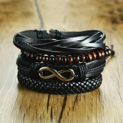 Mad Fly Essentials 0 BL-426 / China Vnox 4Pcs/ Set Braided Wrap Leather Bracelets for Men Vintage Life Tree Rudder Charm Wood Beads Ethnic Tribal Wristbands
