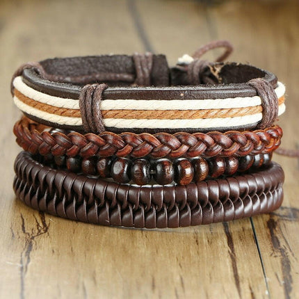 Mad Fly Essentials 0 BL-450 / China Vnox 4Pcs/ Set Braided Wrap Leather Bracelets for Men Vintage Life Tree Rudder Charm Wood Beads Ethnic Tribal Wristbands