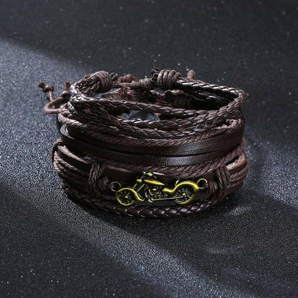 Mad Fly Essentials 0 BL-597 / China Vnox 4Pcs/ Set Braided Wrap Leather Bracelets for Men Vintage Life Tree Rudder Charm Wood Beads Ethnic Tribal Wristbands