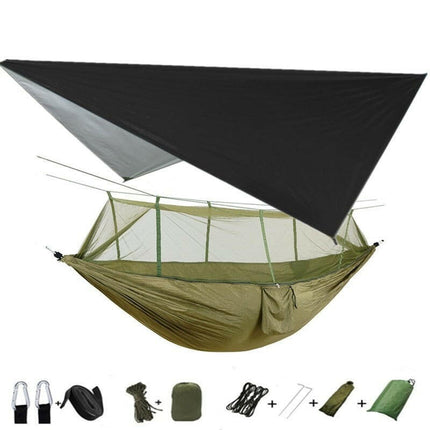 Mad Fly Essentials 0 Black and green Double Mosquito Net Hammock 300×200CM Plus Size Outdoor Anti-mosquito Hammock Umbrella Cloth Nylon Anti-rollover Camping