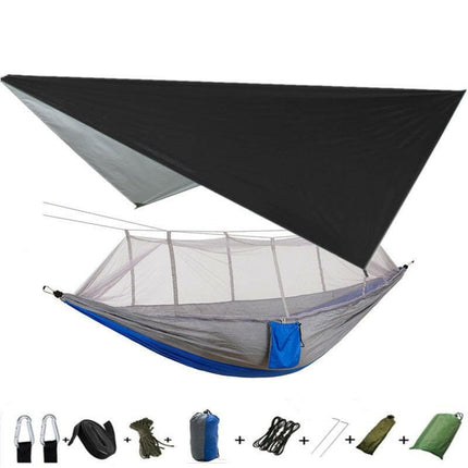 Mad Fly Essentials 0 Black and grey Double Mosquito Net Hammock 300×200CM Plus Size Outdoor Anti-mosquito Hammock Umbrella Cloth Nylon Anti-rollover Camping