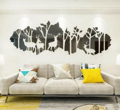 Large Forest Deer Mirror Wall Stickers - Home & Garden Mad Fly Essentials