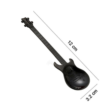 Mad Fly Essentials 0 Black Cute Coffee Spoons Guitar Shape Mini Dessert Spoon For Ice Cream Metal Stainless Steel Musical Instrument Bass Small Spoon