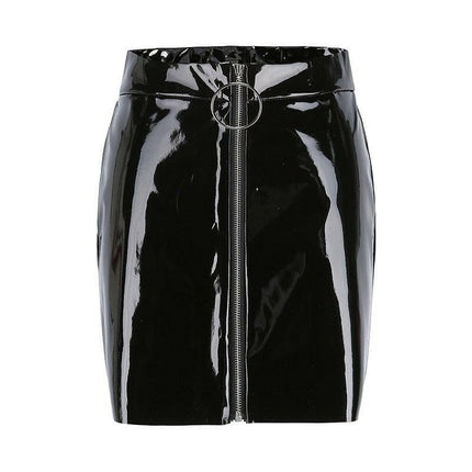 Mad Fly Essentials 0 black / S DICLOUD 2019 Fashion PU Leather Skirt Women Harajuku Zipper High Waist Skirt Female Streetwear Summer Tight Mini Skirts XXL