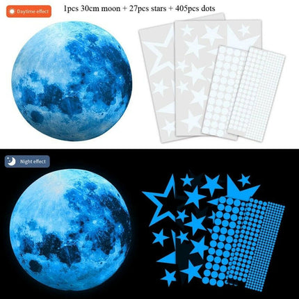 Mad Fly Essentials 0 blue 435pcs/set Luminous Moon Stars Dots Wall Sticker Kids Room Bedroom Living Room Home Decoration Decals Glow In The Dark Stickers
