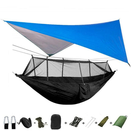 Mad Fly Essentials 0 Blue and black Double Mosquito Net Hammock 300×200CM Plus Size Outdoor Anti-mosquito Hammock Umbrella Cloth Nylon Anti-rollover Camping