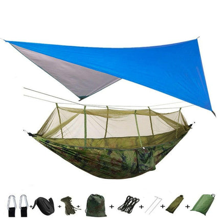 Mad Fly Essentials 0 Blue and camouflage Double Mosquito Net Hammock 300×200CM Plus Size Outdoor Anti-mosquito Hammock Umbrella Cloth Nylon Anti-rollover Camping