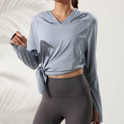 Women Hooded Training Running Long Sleeved Yoga Fitness Top - Women's Shop Mad Fly Essentials