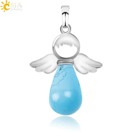 Women Natural Stone Angel Fairy Pendant - Mad Fly Essentials