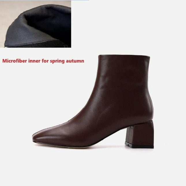 Women Zip Thick Heel Ankle Boots - Women's Shop Mad Fly Essentials