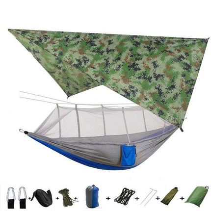 Mad Fly Essentials 0 camouflage and gray Double Mosquito Net Hammock 300×200CM Plus Size Outdoor Anti-mosquito Hammock Umbrella Cloth Nylon Anti-rollover Camping