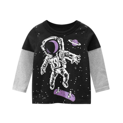 Mad Fly Essentials 0 Children Boys Clothing Toddler Kids Long Sleeves T-shirts for Girl Boy Tops Tees Baby Astronaut Dinosaur T Shirt Casual Clothes
