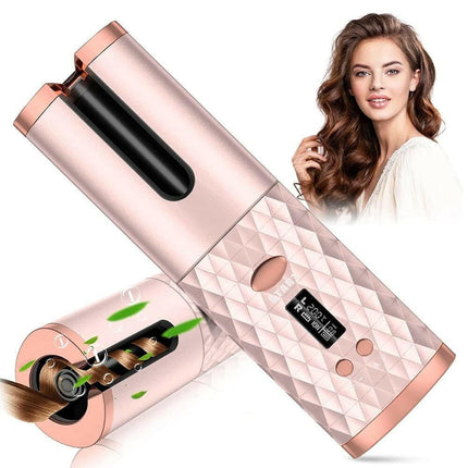 Mad Fly Essentials 0 China / PINK Rechargeable Automatic Curling Iron Cordless Auto Hair Curler Ceramic Ionic Hair Curling LCD Display Spin Curling Iron Hair Tool