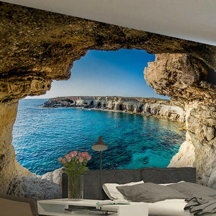 Mad Fly Essentials 0 Custom Self-Adhesive Waterproof Mural Wallpaper 3D Cave Seascape Photo Wall Painting Living Room Bathroom Removable Wall Sticker