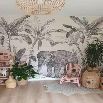 Mad Fly Essentials 0 Custom Wall Papers Home Decor plant Animals Wallpapers for Bed Room Kids Elephant animal black and white plant 3d wallpaper