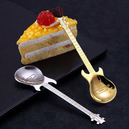 Mad Fly Essentials 0 Cute Coffee Spoons Guitar Shape Mini Dessert Spoon For Ice Cream Metal Stainless Steel Musical Instrument Bass Small Spoon