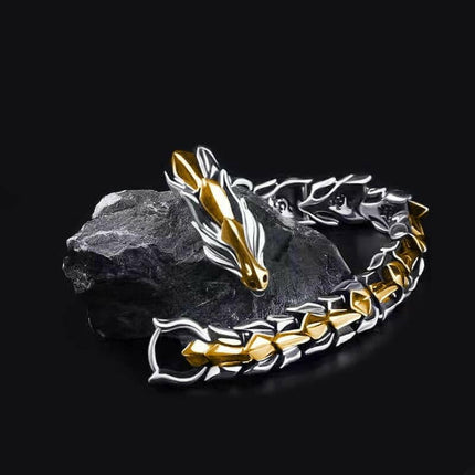 Mad Fly Essentials 0 Fashion Hip Hop Silver Dragon Head Dragon Lin Bracelet Retro Exaggerated Men&#39;s Dragon Bracelet Jewelry Men&#39;s Accessories Gifts