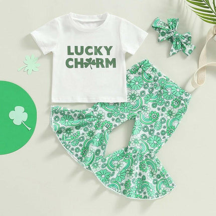 Girls St Patricks Day Outfit 3Pcs Clothes Set - Mad Fly Essentials