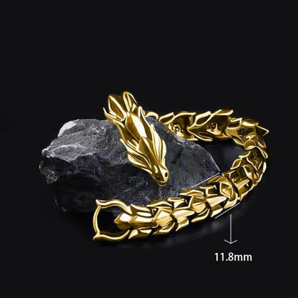 Mad Fly Essentials 0 Gold / 19cm Fashion Hip Hop Silver Dragon Head Dragon Lin Bracelet Retro Exaggerated Men&#39;s Dragon Bracelet Jewelry Men&#39;s Accessories Gifts