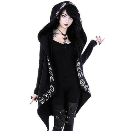 Mad Fly Essentials 0 Gothic Casual Cool Black Witch Coat Jacket Women Sweatshirts Loose Zip Up Cotton Hooded Plain Print Female Punk Hoodie Wholesale