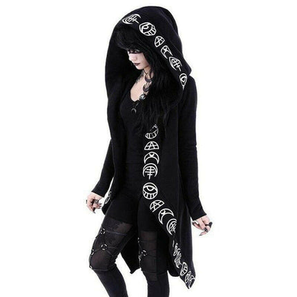 Mad Fly Essentials 0 Gothic Casual Cool Black Witch Coat Jacket Women Sweatshirts Loose Zip Up Cotton Hooded Plain Print Female Punk Hoodie Wholesale