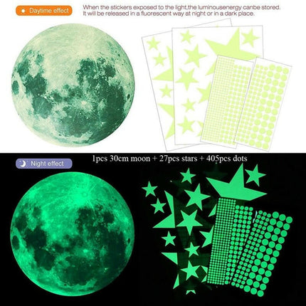 Luminous Moon Stars-435pcs-set 3D Wall Sticker - Kids Shop Mad Fly Essentials